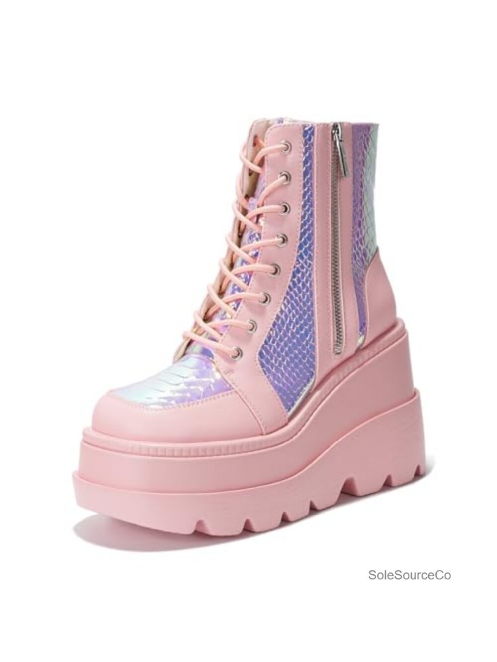 Platform Ankle Boots Chunky Block Heel Dual Closure Mid-Top Booties